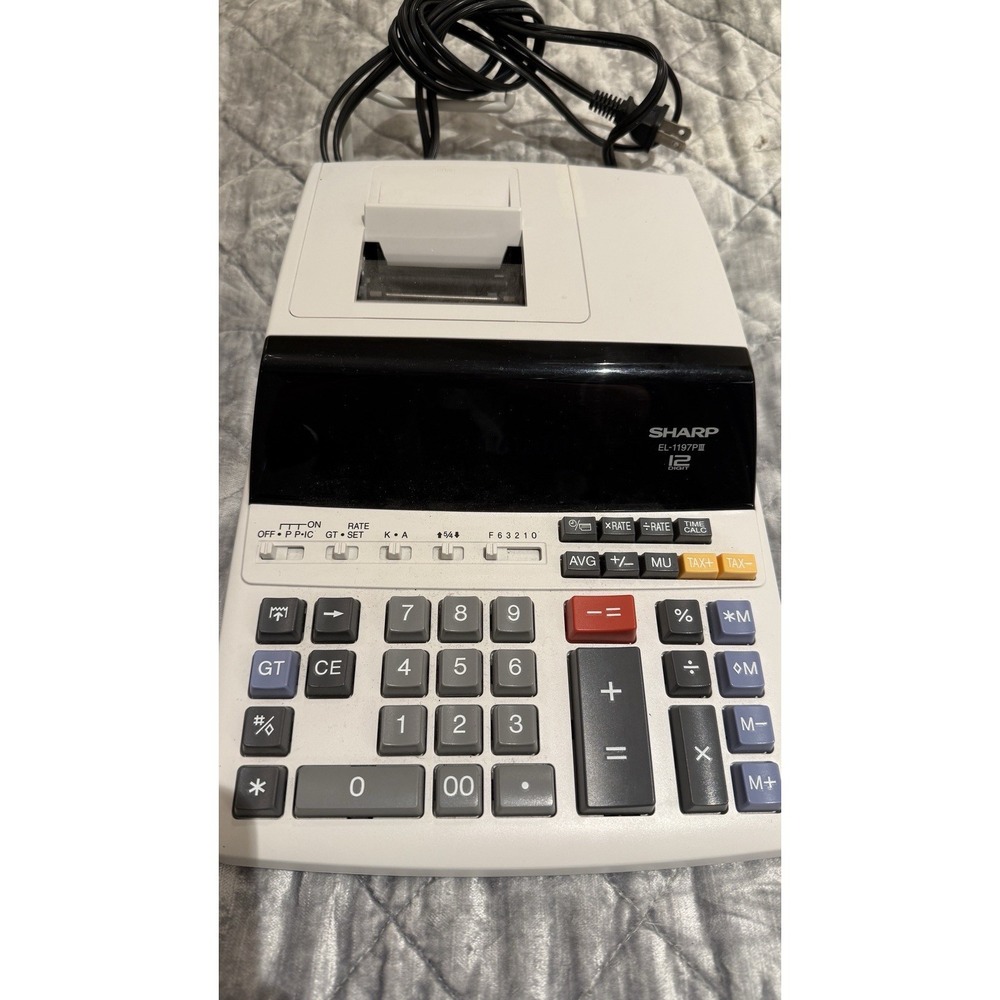 Sharp‎ EL-1197PIII 12 Digit Printing Calculator Adding Machine Untested Printer - Picture 4 of 8